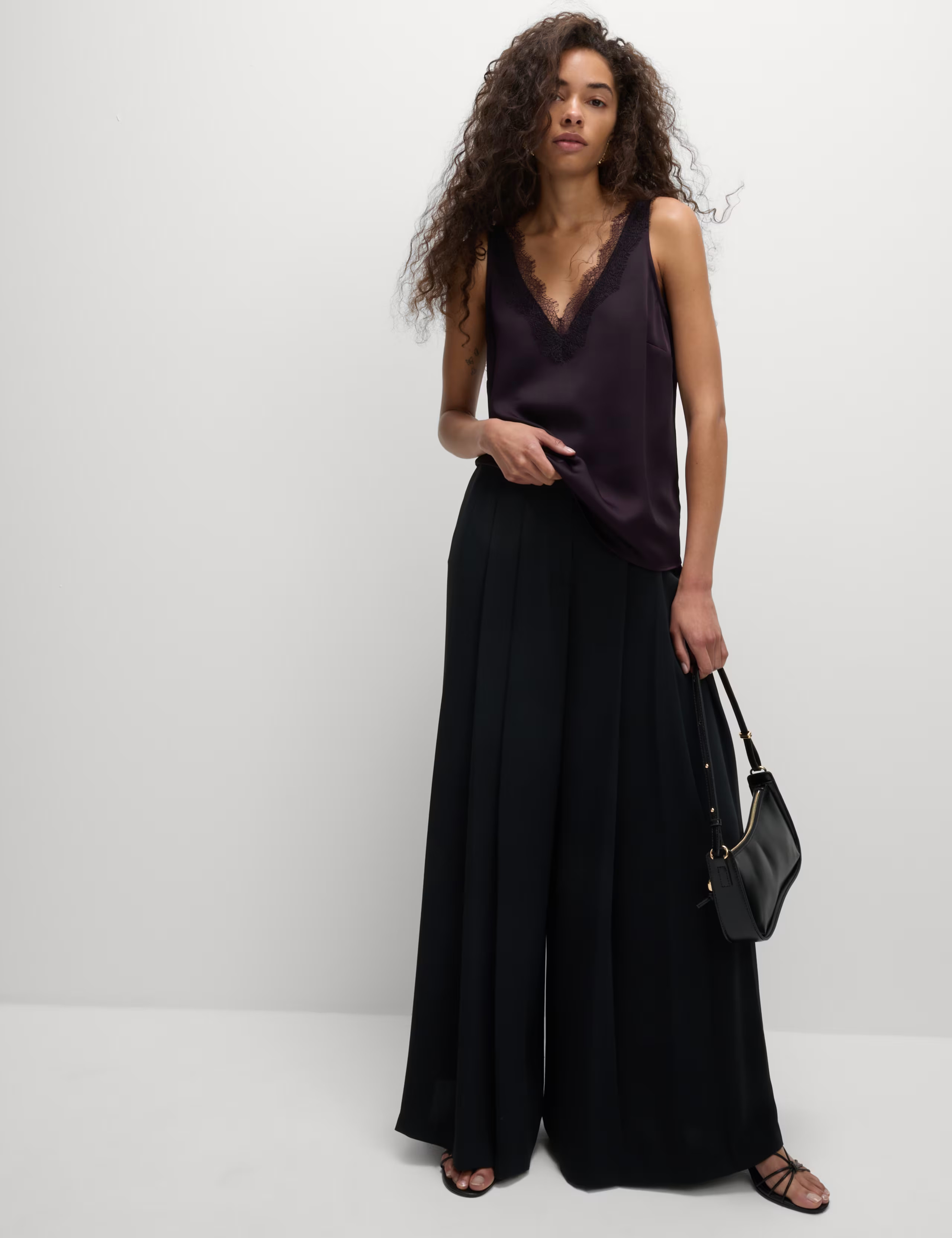 Satin V-Neck Lace Insert Cami Top | Marks & Spencer (UK)