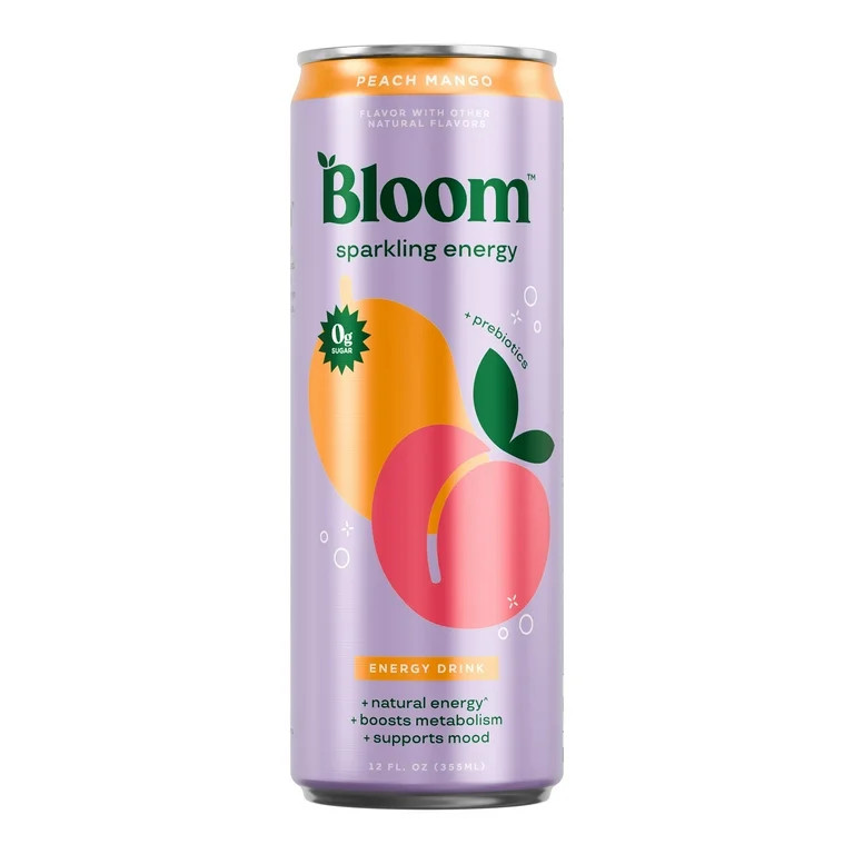 Bloom Nutrition Sparkling Energy Drink, Peach Mango, 12 fl oz Single Can | Walmart (US)