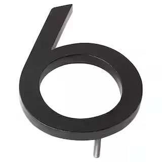 Montague Metal Products 6 in. Black Aluminum Floating or Flat Modern House Number 6 | The Home Depot