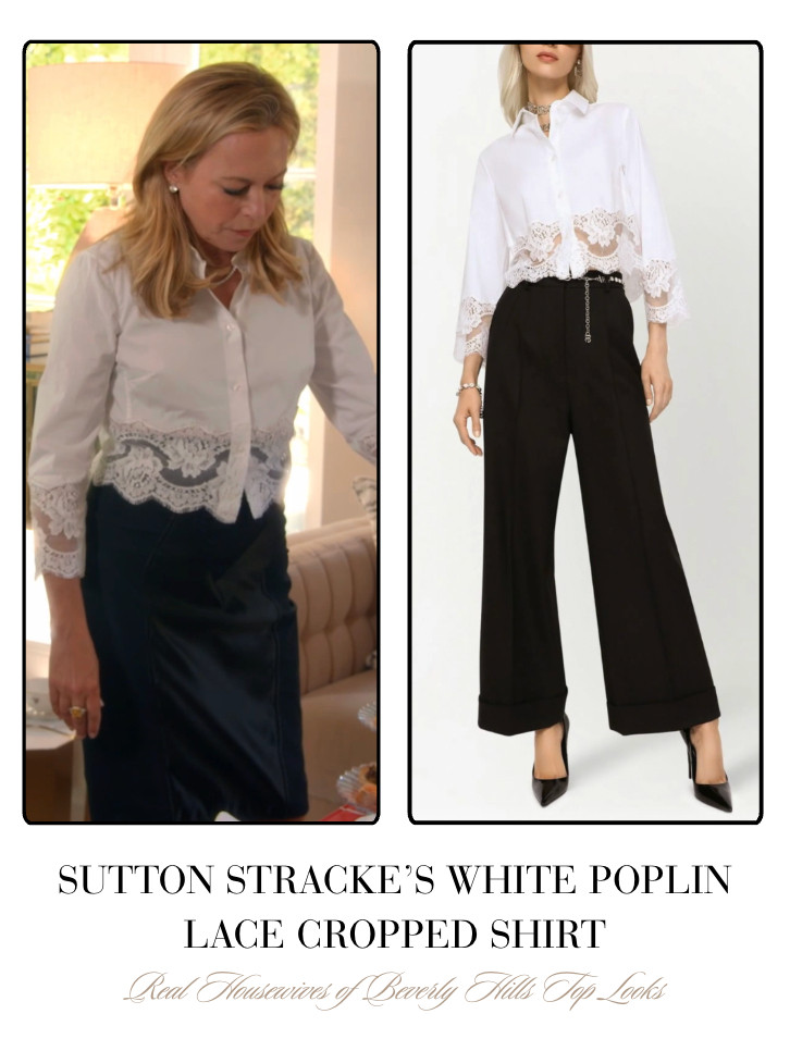 Sutton Stracke's White Poplin Lace Cropped Shirt 

 