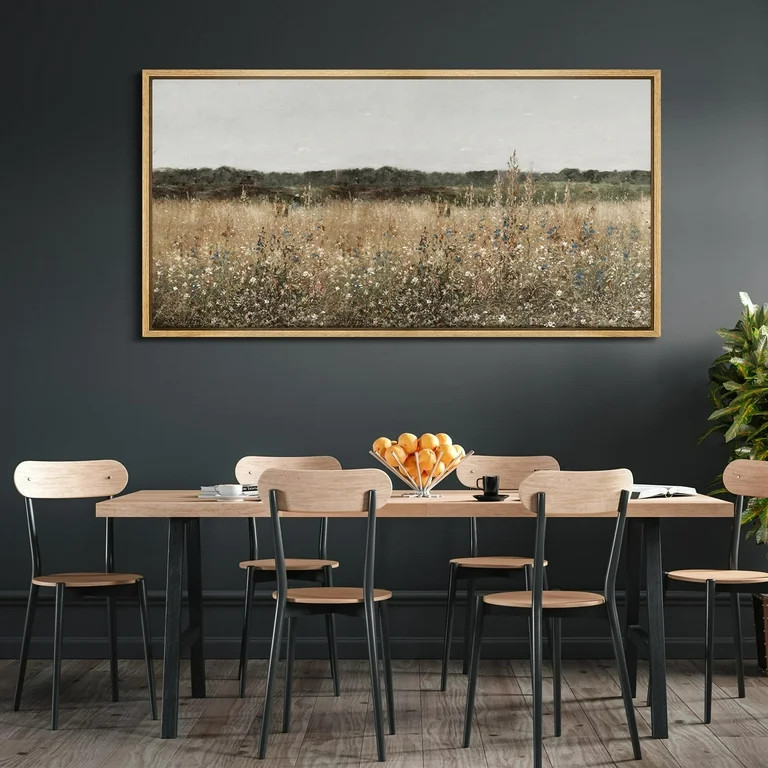 IDEA4WALL Extra Large Framed Canvas Print Wall Art Misty Morning Meadow with Wildflowers Classic ... | Walmart (US)