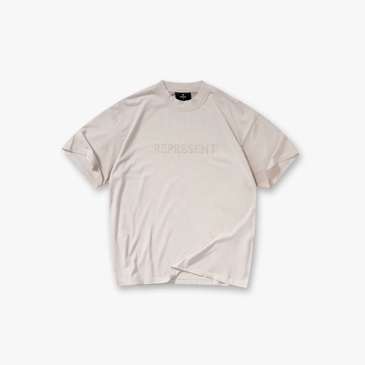 Embroidered Serif Logo T-Shirt - Concrete | Represent UK