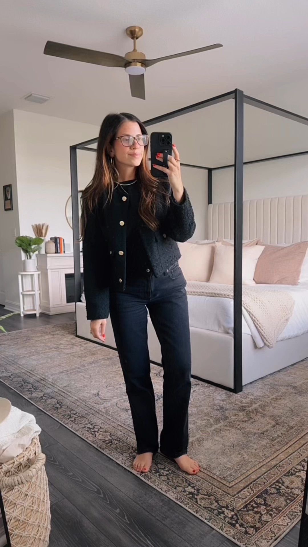 Work OOTD. Mid rise jeans run TTS, wearing a 27 regular. Top runs TTS. In a medium  

#LTKSaleAlert #LTKWorkwear #LTKStyleTip