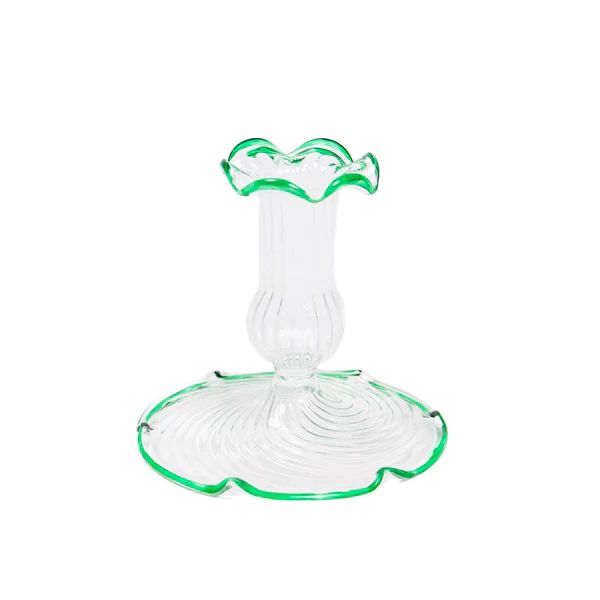 Madrid Glass Candlestick, Green | The Avenue