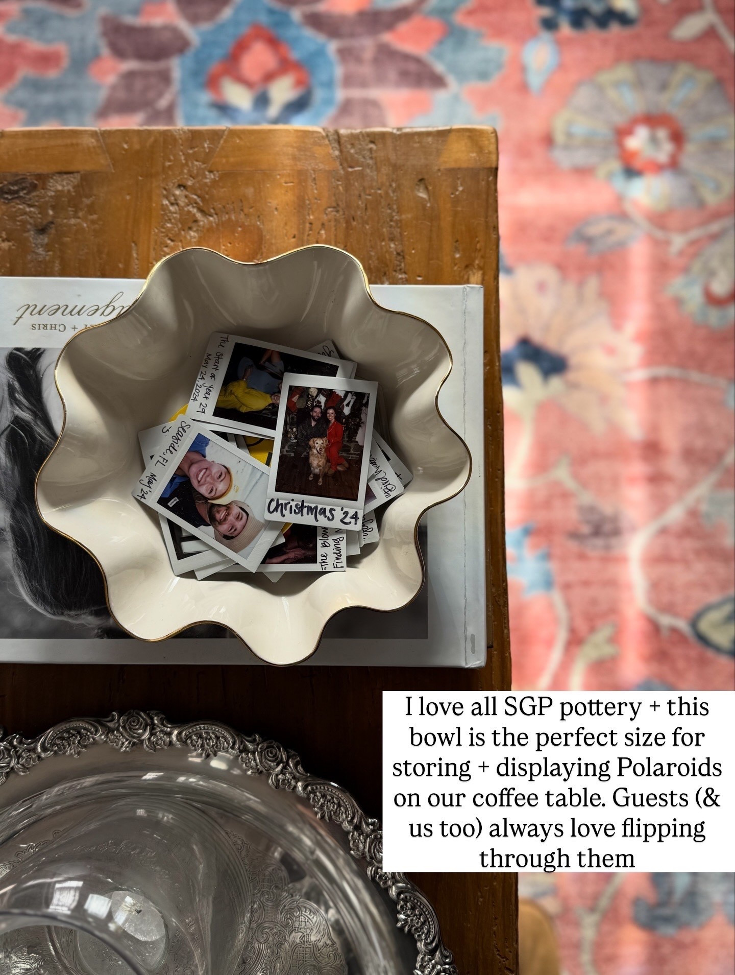 How to display Polaroid pictures, timeless rugs from @ruggable ￼
Coffee table decor ￼
Susan Gordon pottery, my favorite pottery of all time! I have so many pieces of hers throughout my home and they’re perfect feminine touch to any space ￼

#LTKHome