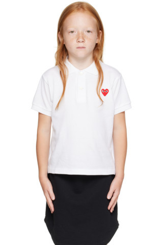 COMME des GARÇONS PLAY - Kids White Heart Patch Polo | SSENSE