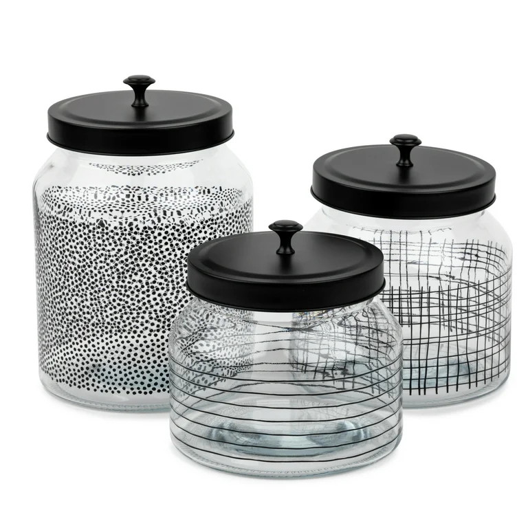 Thyme & Table Geometric Glass Storage Jars, 3-Piece Set | Walmart (US)