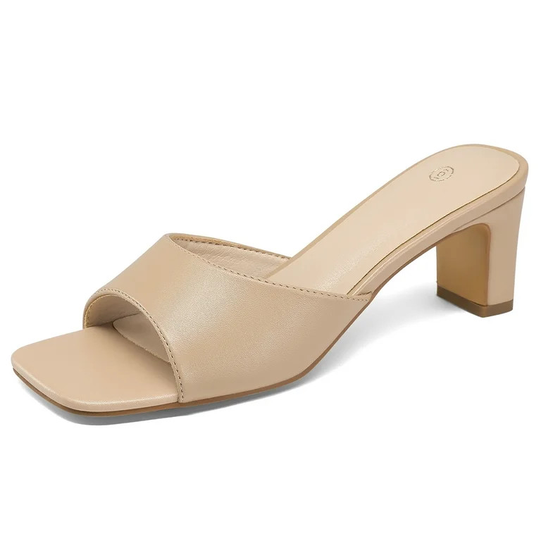 Bocca Women's Block Heel Square Toe Sandals Nude Backless Slip On Mules 9M | Walmart (US)