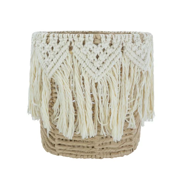 Mainstays Round Open Weave Tassel with Rolled Paper Storage Basket, 9.45" x 8.66" x 9.45" | Walmart (US)