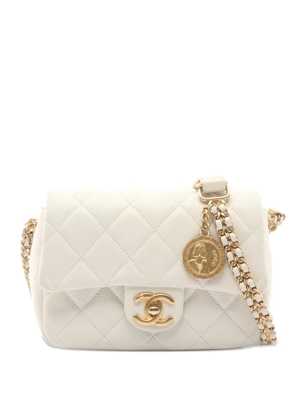 CHANEL Pre-Owned 2021 mini Matelasse chain shoulder bag - White | Farfetch Global