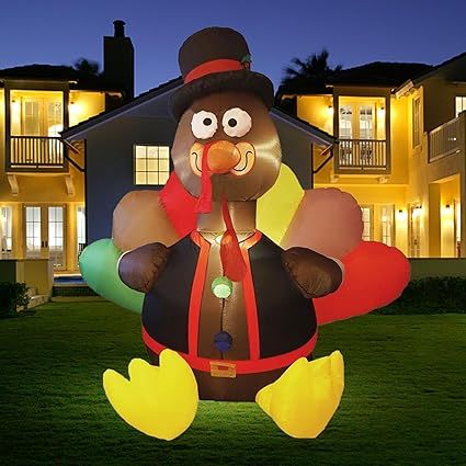 WINEMANA 6 FT Thanksgiving Inflatable Turkey, Blow up Lighted Turkey Decor with LED Lights for In... | Amazon (US)