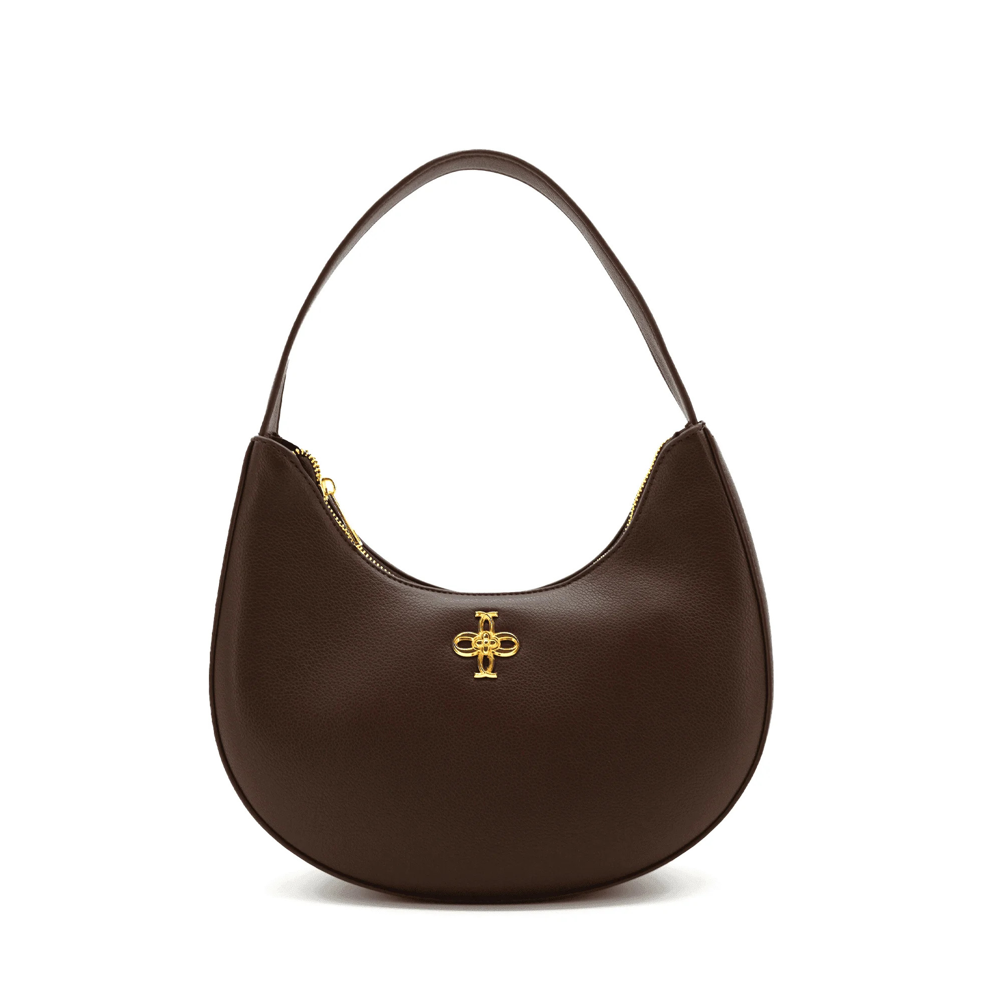 LIKE DREAMS Women's Vegan Leather Inner Zipper Pocket Noemie Half Moon Shoulder Bag, Dark Brown | Walmart (US)