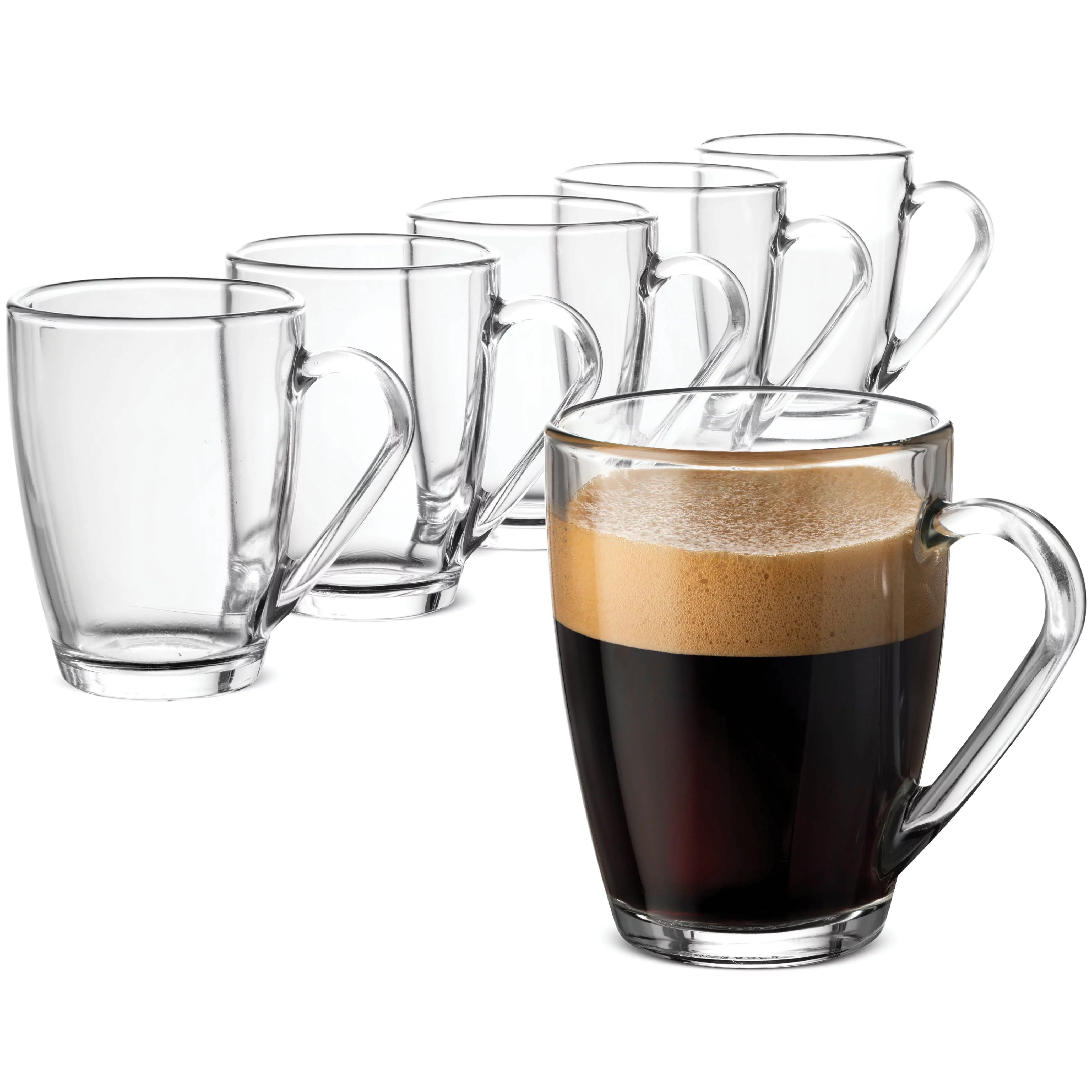 Glass Coffee Mug 10 ¾ Ounce (6 Pack) with Convenient Handle, Tea Glasses for Hot and Cold Bevera... | Walmart (US)