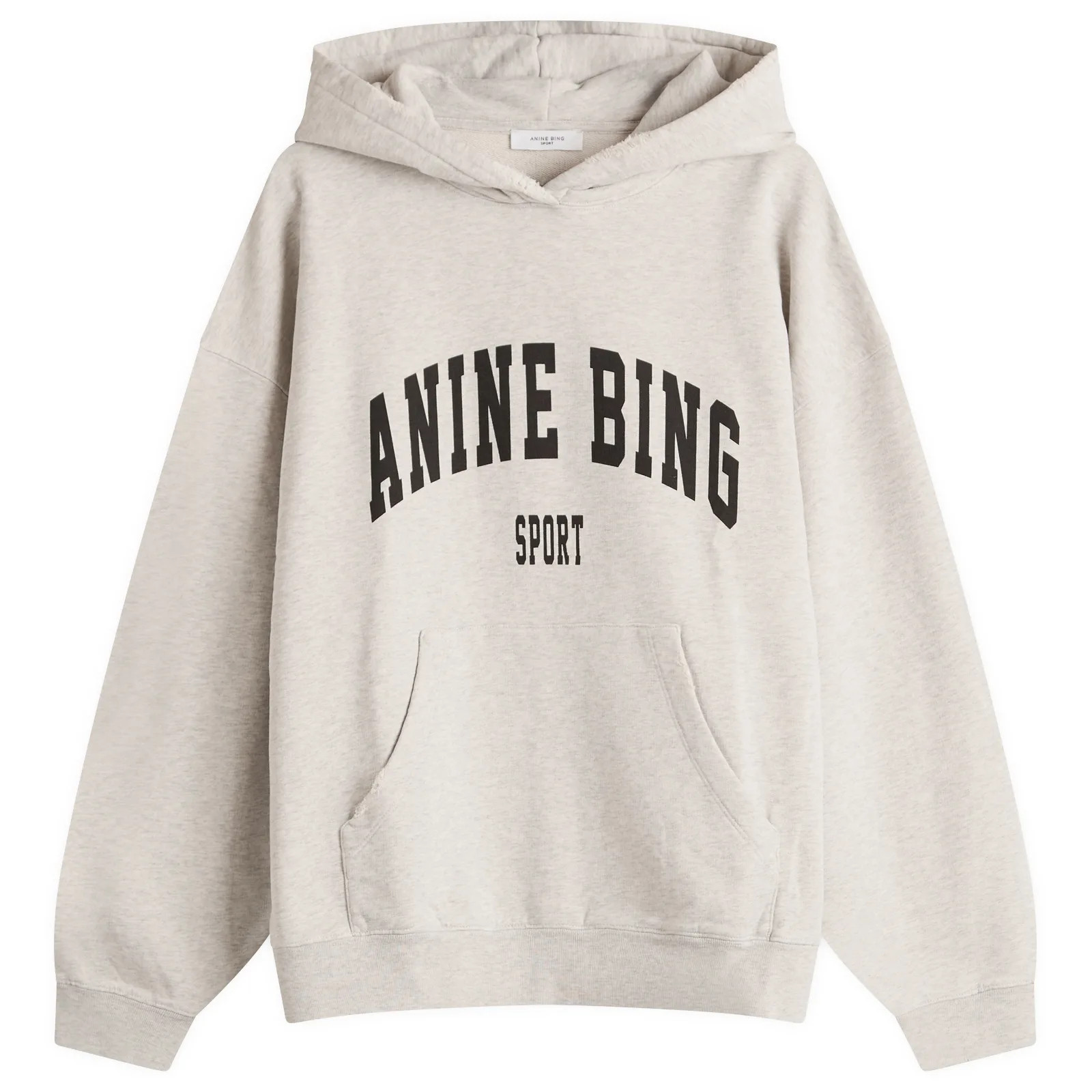 Anine Bing Women's Harvey Hooded Crew Sweat in Grey Melange, Size Large | END. Clothing