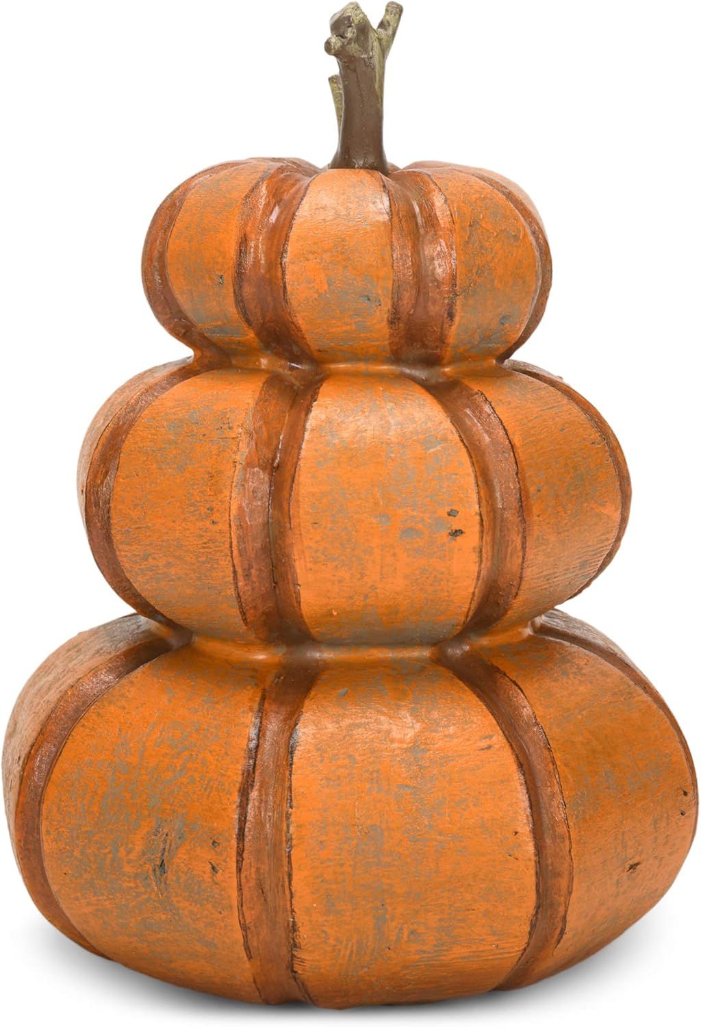 Transpac Distressed Orange Brown Stacked Pumpkin 10 x 6.75 Resin Decorative Tabletop Figurine | Amazon (US)