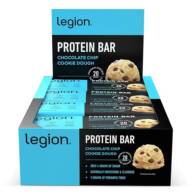 Legion Chocolate Chip Cookie Dough Protein Bar - 100% Whey Protein Bars Low Sugar High Protein wi... | Amazon (US)