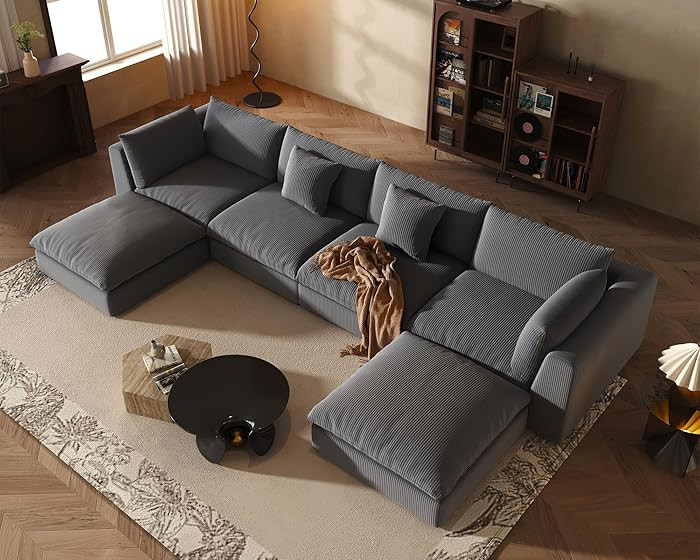 Fajiani Oversized Modular Sectional Sofa, Cloud Couch Deep Seat Sofa Cushion Covers Removable, Ov... | Amazon (US)