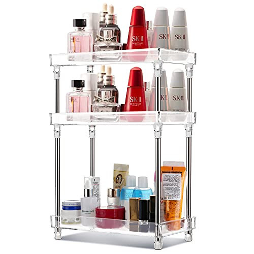 KSDSOAM 3 Tiers Bathroom Countertop Organizer, Cosmetics Skincare Organizer Holder for Perfume, Bathroom Organizers and Storage for Dresser Vanity Tray Sink (Clear) | Amazon (US)