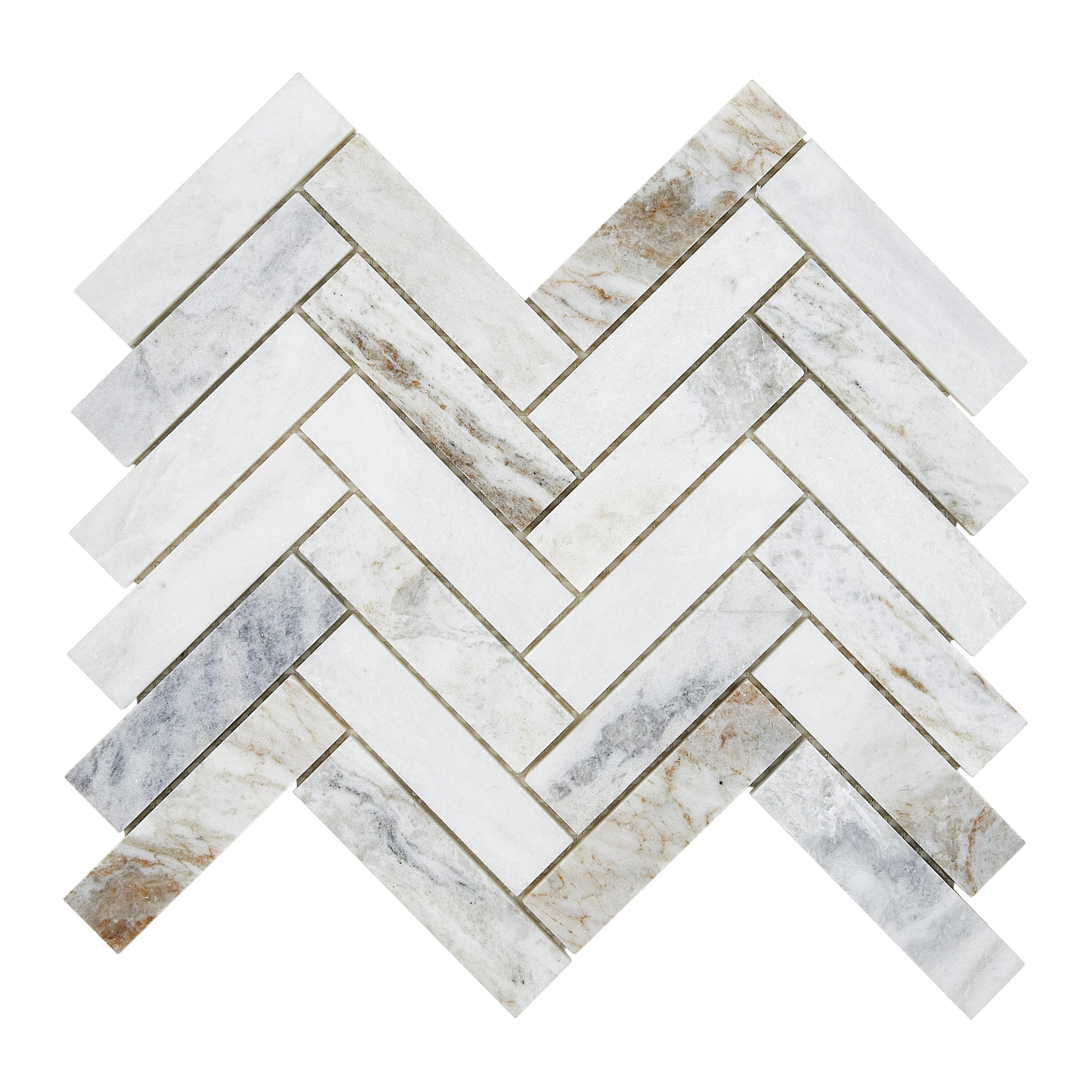 American Olean Genuine Stone White Ember 11-in x 12-in Honed Natural Stone Marble Herringbone Flo... | Lowe's