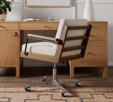 Kylo Upholstered Swivel Desk Chair | Pottery Barn (US)