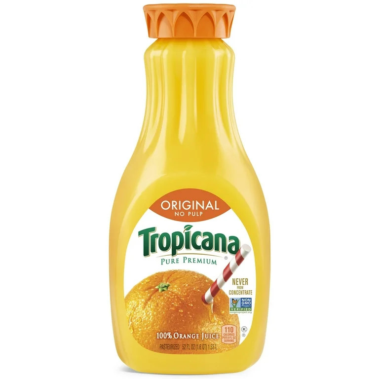 Tropicana Original No Pulp 100% Orange Juice, 52 fl oz, Fruit Juice | Walmart (US)