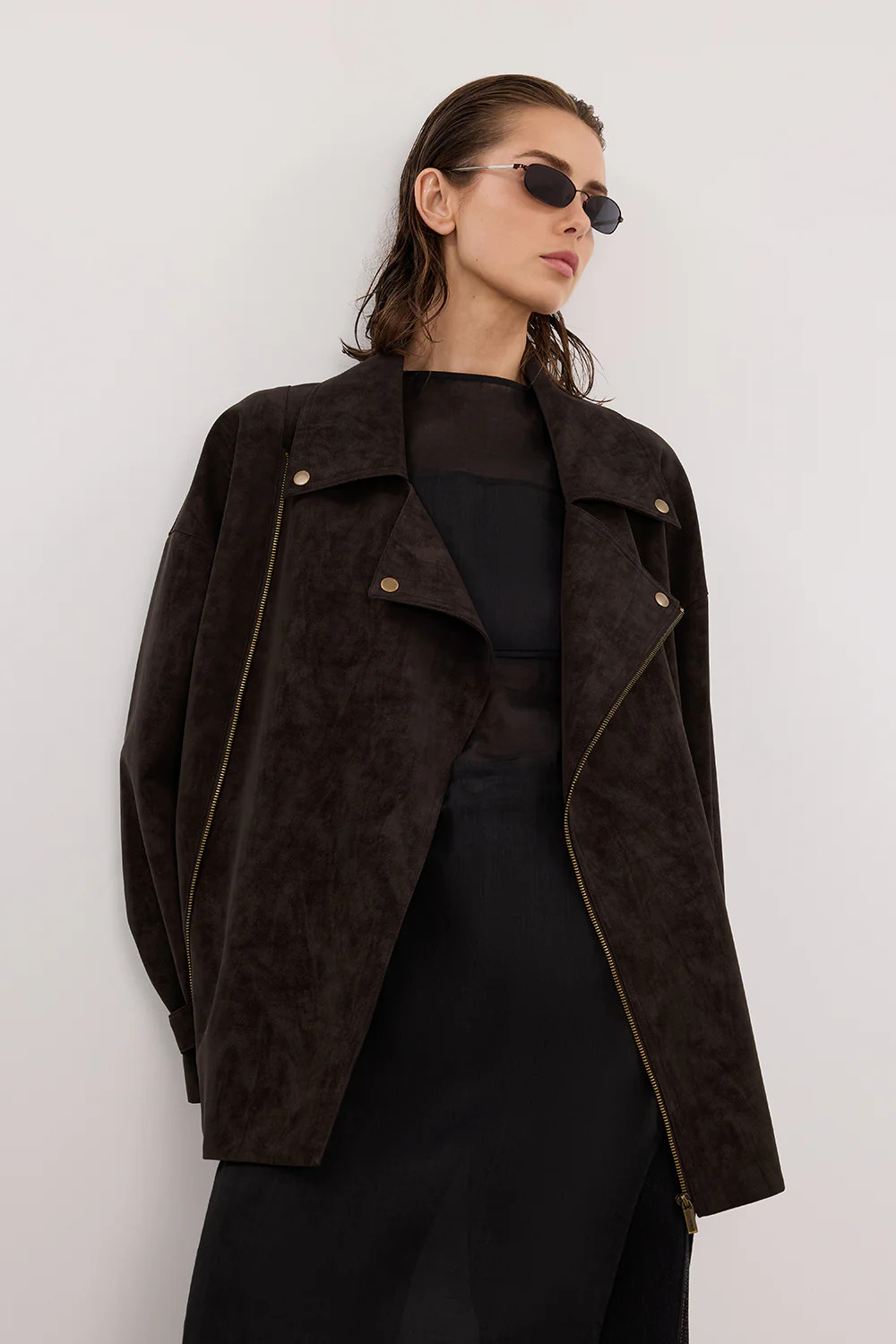 OAKLAND CHOC OVERSIZED FAUX SUEDE JACKET | DISSH