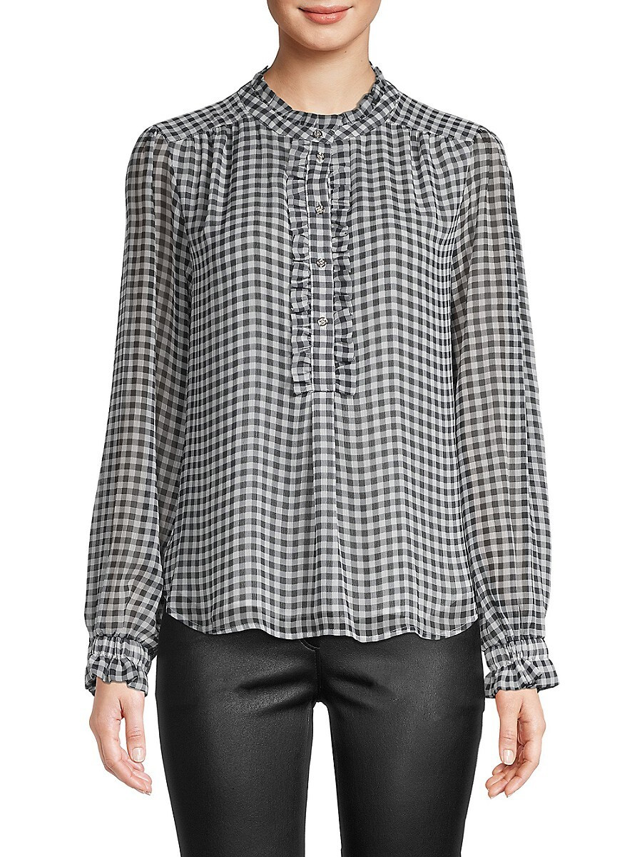 Tommy Hilfiger Women's Ruffle Gingham Blouse - Blue White - Size L | Saks Fifth Avenue OFF 5TH