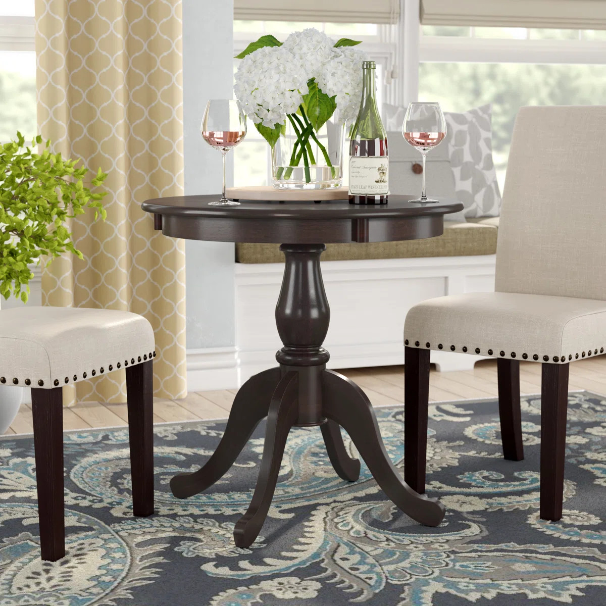 Classic Black 30-Inch Round Dining Table with Space-Saving Pedestal Base | Wayfair North America