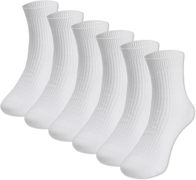 COTTON DAY Unisex Little Kids Youth Boys Girls Soft Cotton Crew Dress Socks Seamless Toe Black Wh... | Amazon (US)