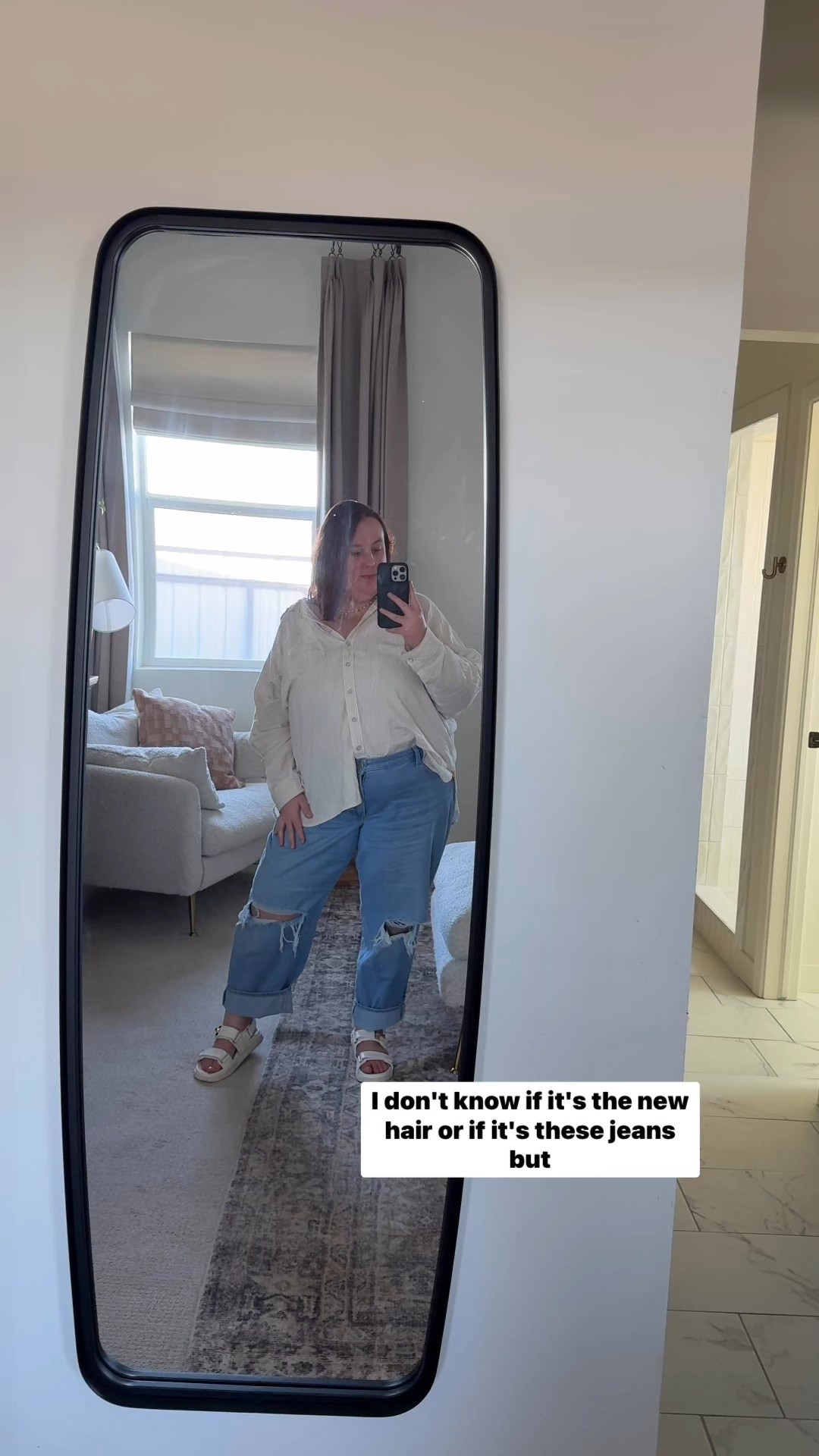 spring plus size outfit that feels so fresh, the shirt is breathable and so soft! I see the shirt I have is out of stock but they have similar styles I linked below and the curvy relaxed jeans are in stock true to size! I’m wearing a size 20 for reference ♥️

#LTKWatchNow #LTKPlusSize