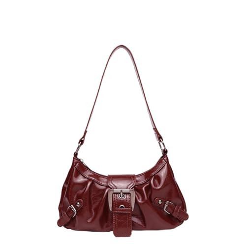 SongKedora Women Y2k Trendy Shoulder Bag Small Cute Hobo Bag Top Handle Clutch Purse Buckle Punk Handbag (Red) | Amazon (US)