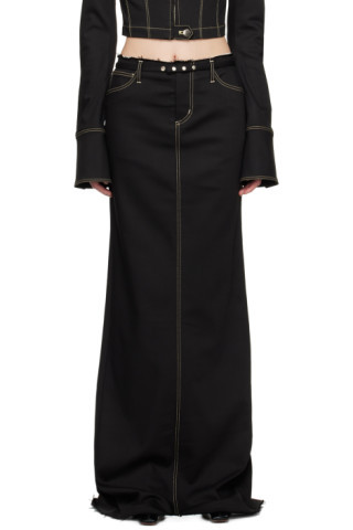 JUNEYEN - Black Belted Denim Maxi Skirt | SSENSE