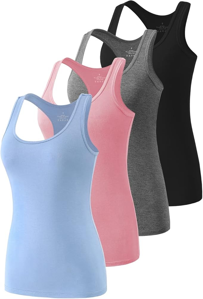 Cosy Pyro Workout Tank Tops for Women Racerback Yoga Tanks Basic Athletic Activewear-4 Packs | Amazon (US)
