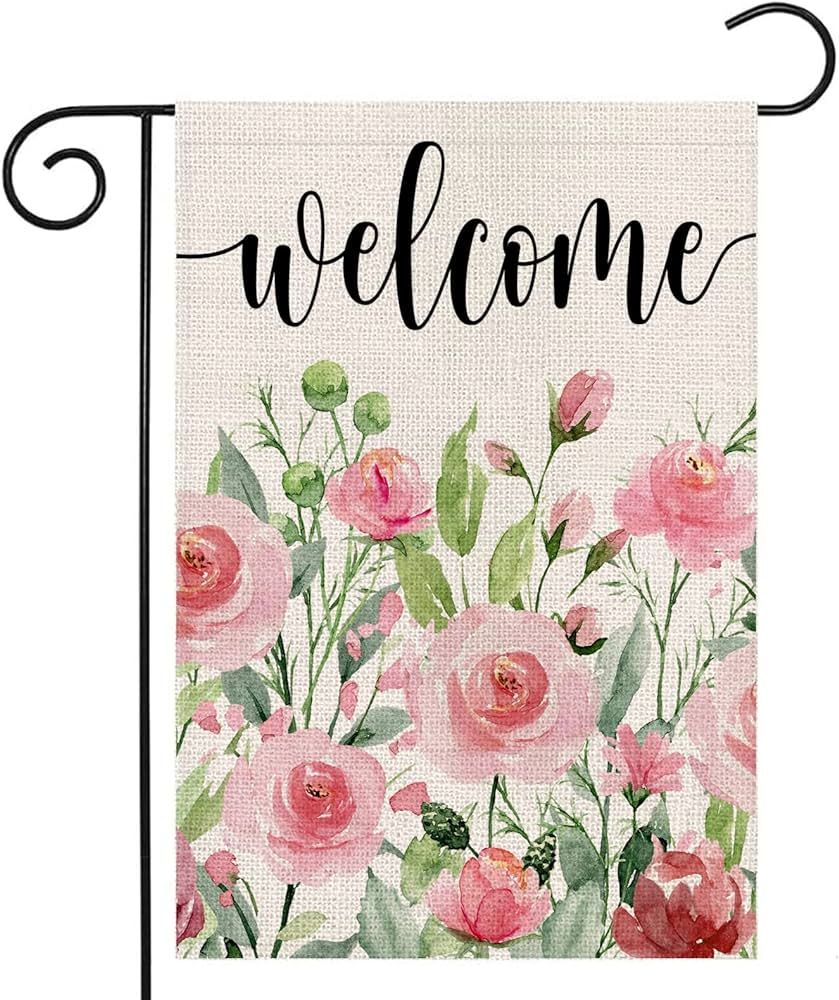 EKOREST Spring Garden Flag 12x18 Inch Double Sided,Welcome Watercolor Roses Small Yard Flag for O... | Amazon (US)
