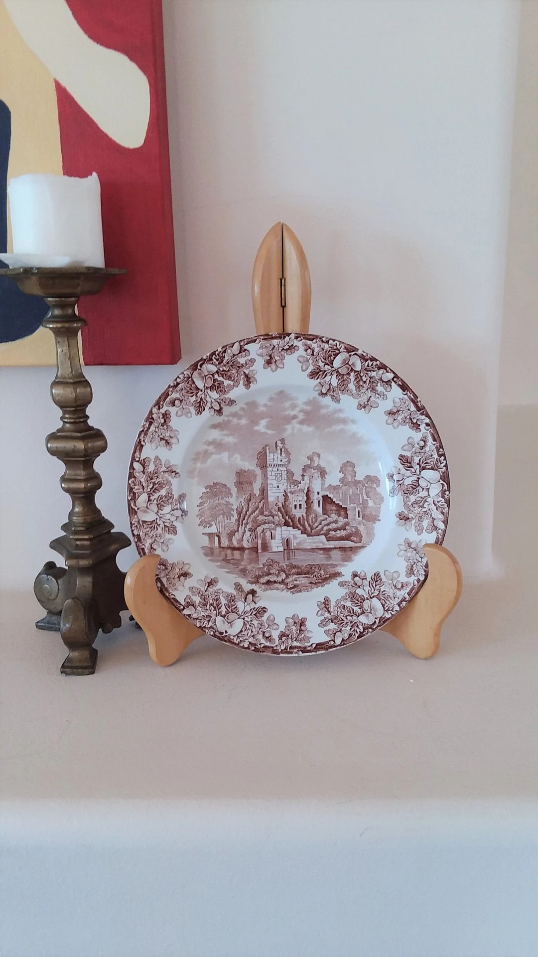 Antique Brown Transferware Copeland Spode 1880s Castle Ruins Pattern W/ Oak Leaf & Acorn Border 1... | Etsy (US)