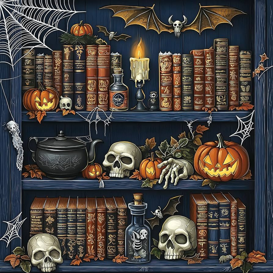 Halloween Puzzle 500 Piece for Adults Letters on Back, Skeleton Bookshelf | Amazon (US)