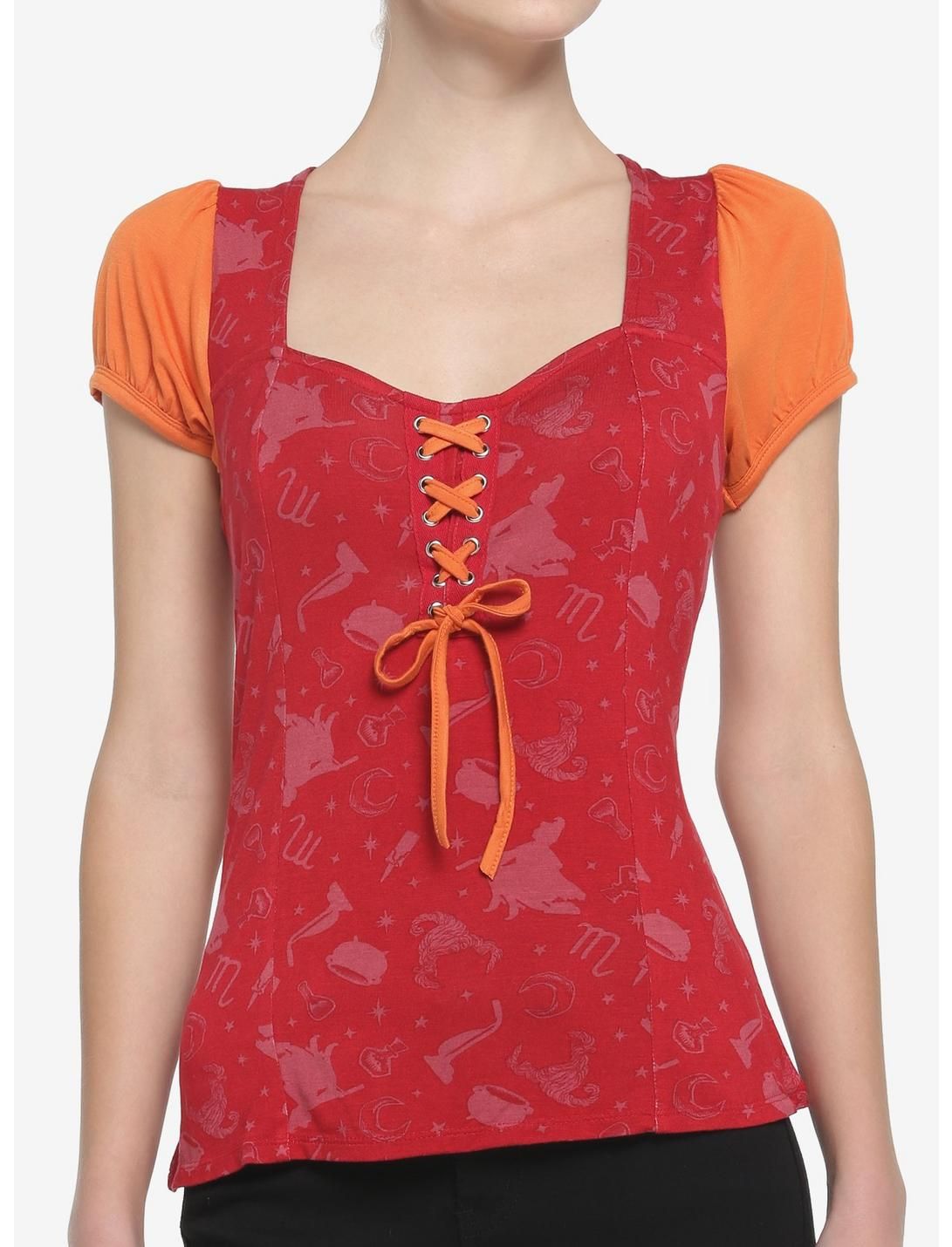 Her Universe Disney Hocus Pocus Mary Sanderson Lace-Up Girls Top | Hot Topic