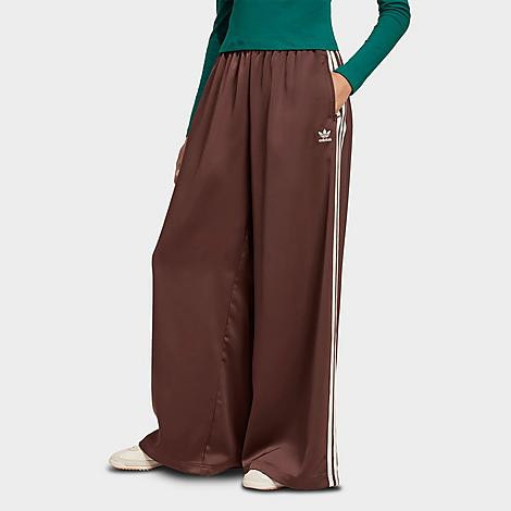 adidas Women's Originals adicolor Satin Wide Leg Track Pants in Auburn/Cream White Size: 10 | JD Sports (US)