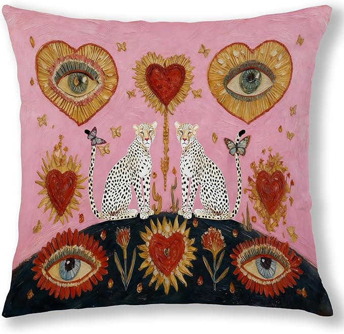 Maximalist Eclectic Leopard Pillow Covers 18x18, Y2k Room Decor Aesthetic, Funky Jungle Cheetah E... | Amazon (US)