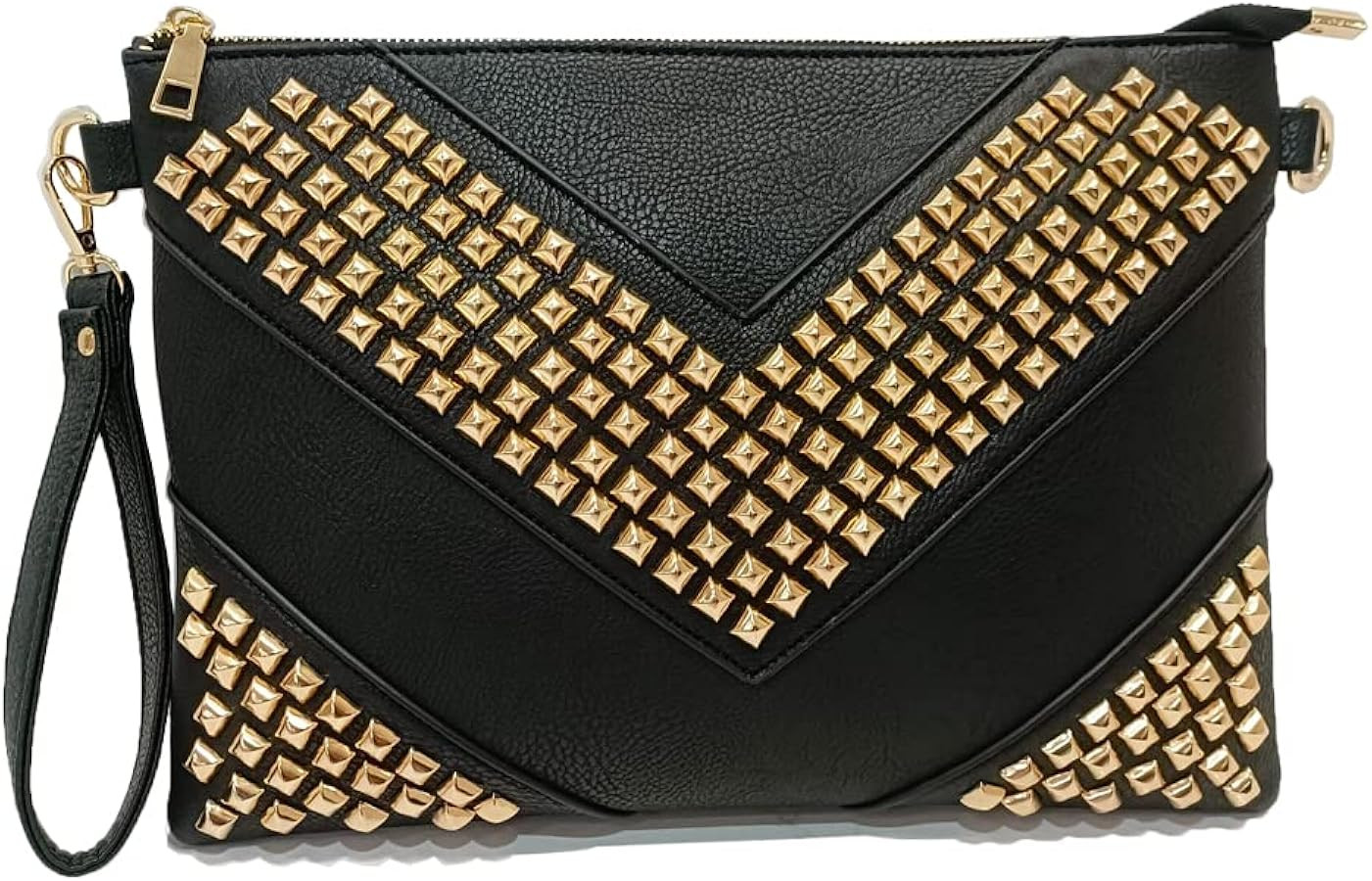 Oversized Clutch Bag Purse Women PU Leather Crossbody Shoulder Bags Studded Wristlet Handbag Rive... | Amazon (US)