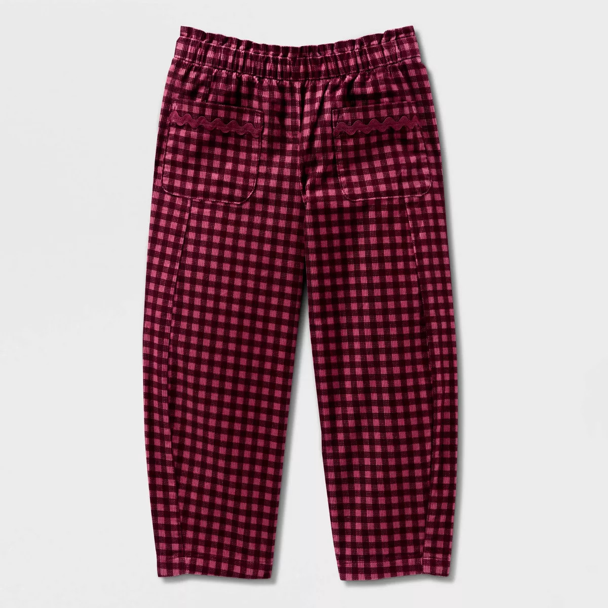 Toddler Girls' Gingham Corduroy Barrel Fit Pull-On Pants - Cat & Jack\u2122 Burgundy 5T | Target