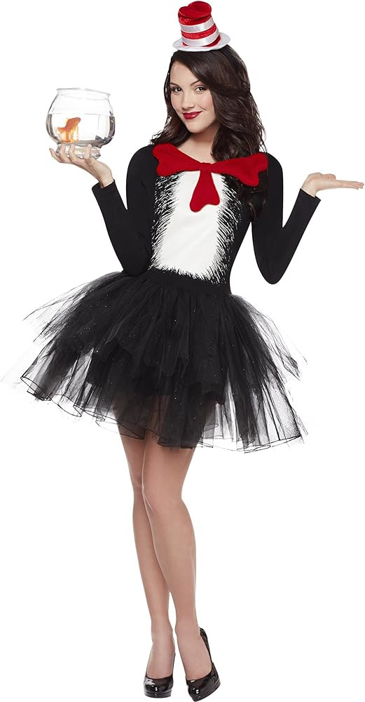 Spirit Halloween Adult Cat in the Hat Tutu Costume- Dr Seuss,Black,S | Amazon (US)