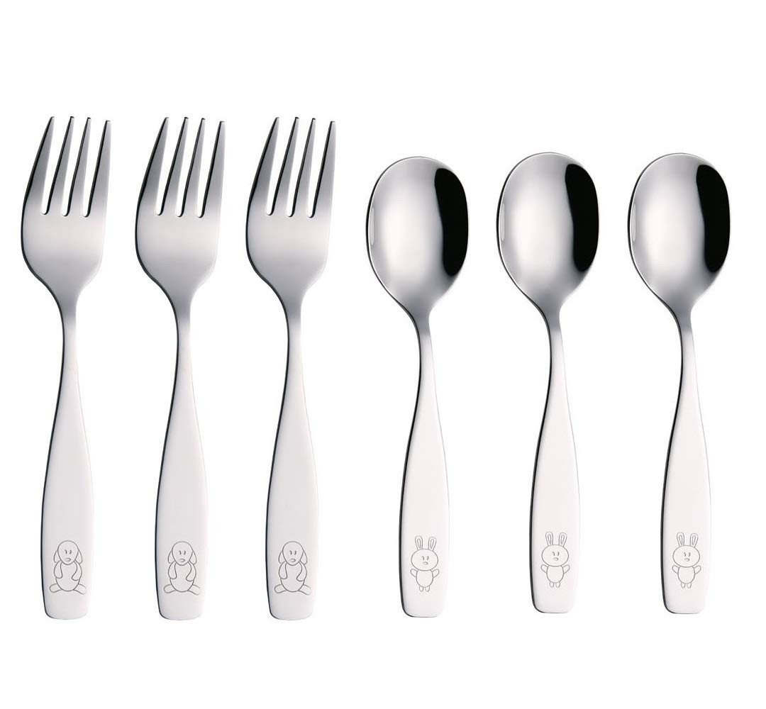 ANNOVA Kids Silverware 6 Pieces Children's Safe Flatware Set Stainless Steel - 3 x Forks, 3 x Childr | Amazon (US)