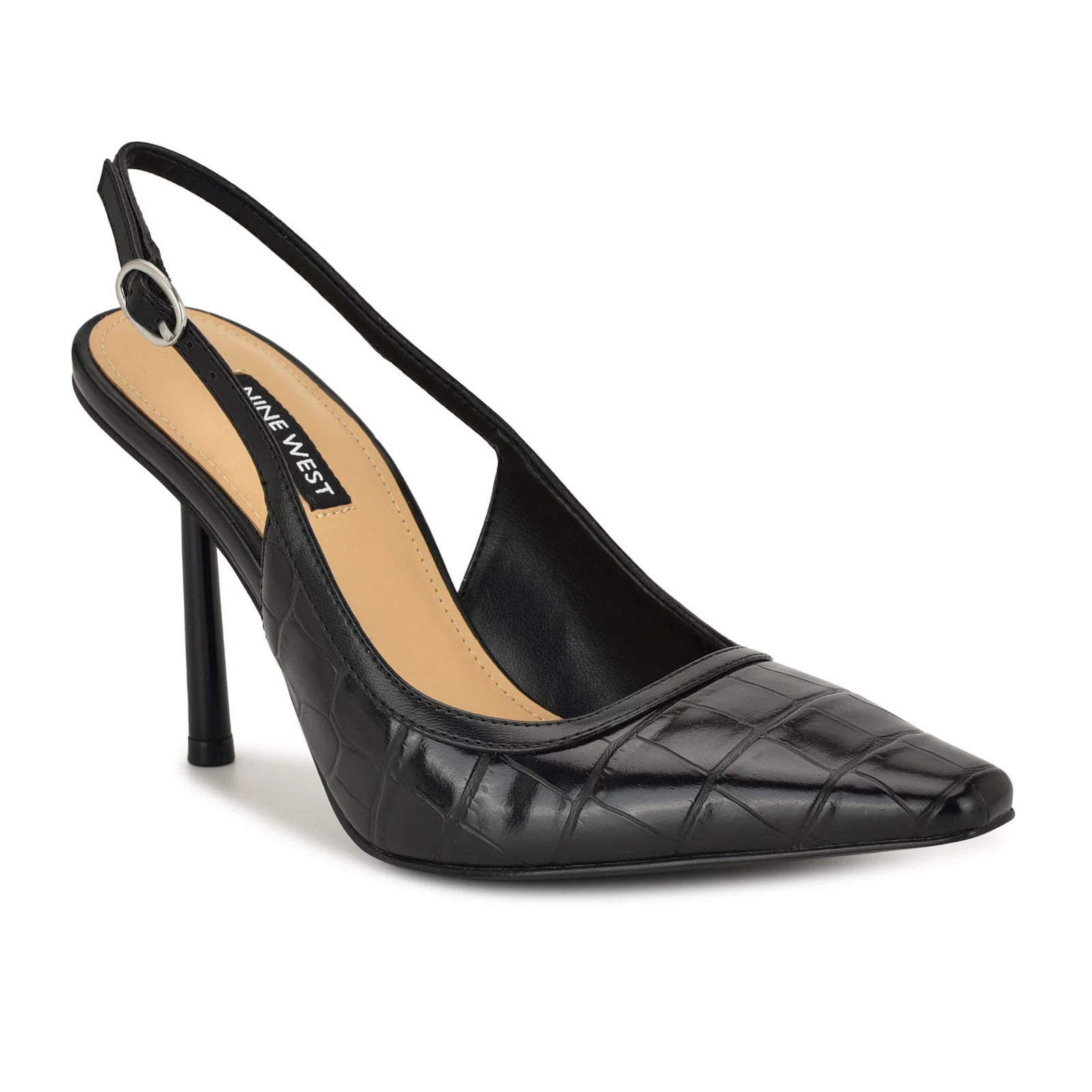 Nine West Orlanda Women's Slingback Stiletto Heel Pumps, Size: 6, Black Croco Team | Kohl's