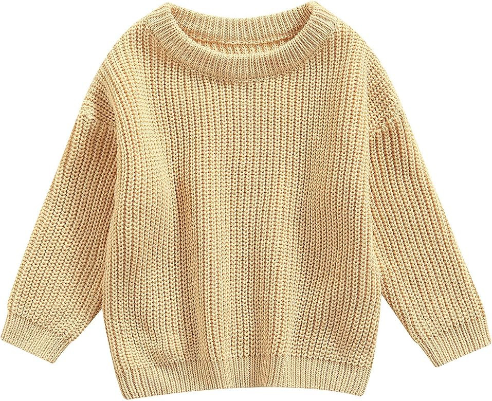 Toddler Baby Girl Boys Sweater Round Neck Long Sleeve Candy Color Knitted Pullover Tops Autumn Wi... | Amazon (US)