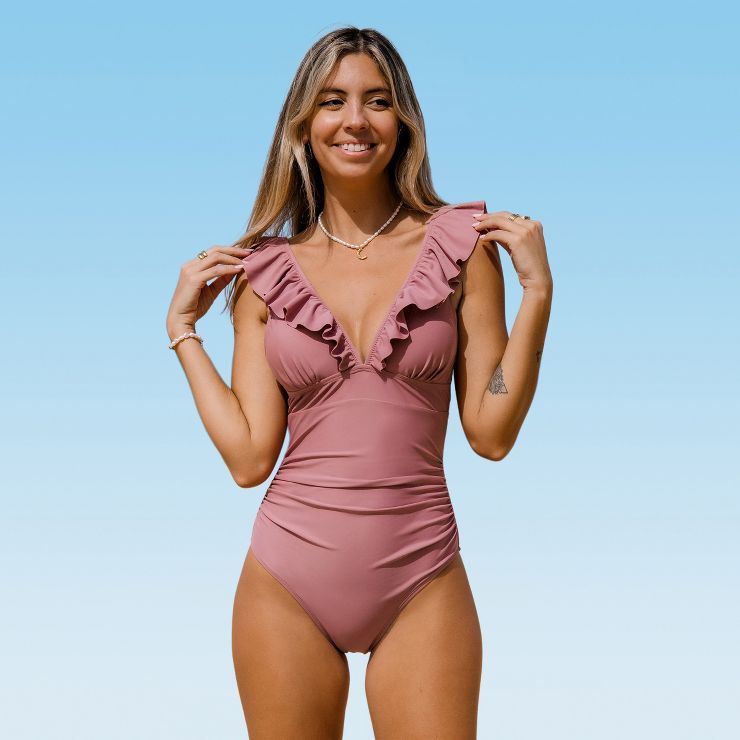 Women's Ruffled Lace Up One Piece Swimsuit - Cupshe | Target