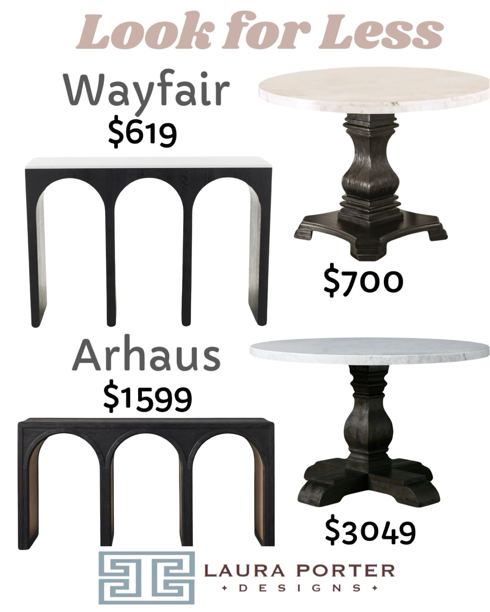 Arhaus Look for Less!! This gorgeous Arhaus Dining Table and Console have an affordable look-a-like on Wayfair. Beautiful options for any budget. 
#lauraporterdesigns #arhaus #wayfair #diningroomtable #diningtable #console #buffet #marbletable #archconsole #blackdiningtable 

#LTKSaleAlert #LTKHome