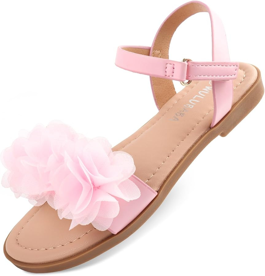 Flower Sandals for Girls Toddler Dress Sandals with Buckle Strap Open Toe Summer Shoes for Flower... | Amazon (US)