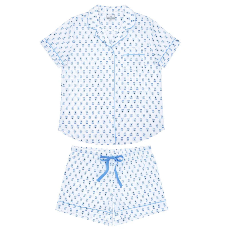 minnow x petite plume women's botanical block print pajama short set | minnow