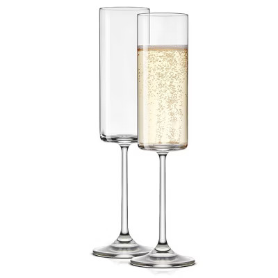 JoyJolt Claire Crystal Cylinder Champagne Glasses - Set of 2 Champagne Flutes - 5.7 oz | Target